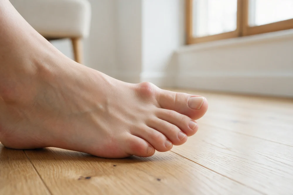 Foot with a bunion at the base of the big toe